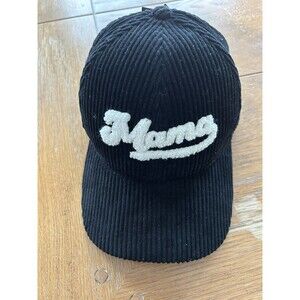 Mama Cap Hat Women Adjustable Cotton Corduroy Black And Fuzzy white Letters